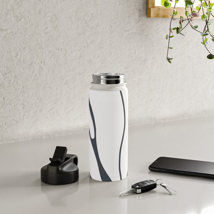 Modern Boho Art Nouveau Floral 3.1 ochre green grey Water Bottle Gallery Image 4
