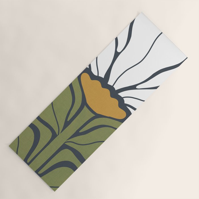 Modern Boho Art Nouveau Floral 3.1 ochre green grey Yoga Mat Gallery Image 1