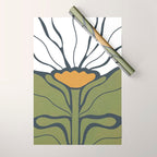 Modern Boho Art Nouveau Floral 3.1 ochre green grey Wrapping Paper Gallery Image 1
