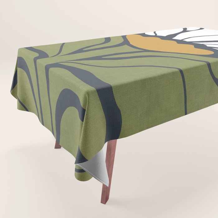 Modern Boho Art Nouveau Floral 3.1 ochre green grey Tablecloth Gallery Image 1
