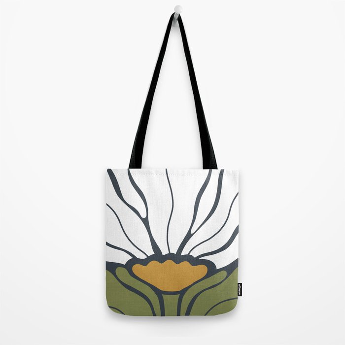 Modern Boho Art Nouveau Floral 3.1 ochre green grey Tote Bag Gallery Image 2