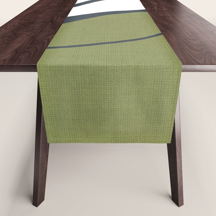 Modern Boho Art Nouveau Floral 3.1 ochre green grey Table Runner Gallery Image 1