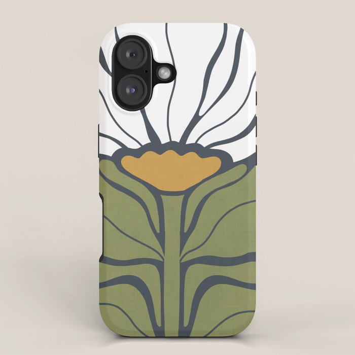 Modern Boho Art Nouveau Floral 3.1 ochre green grey iPhone Case Gallery Image 1