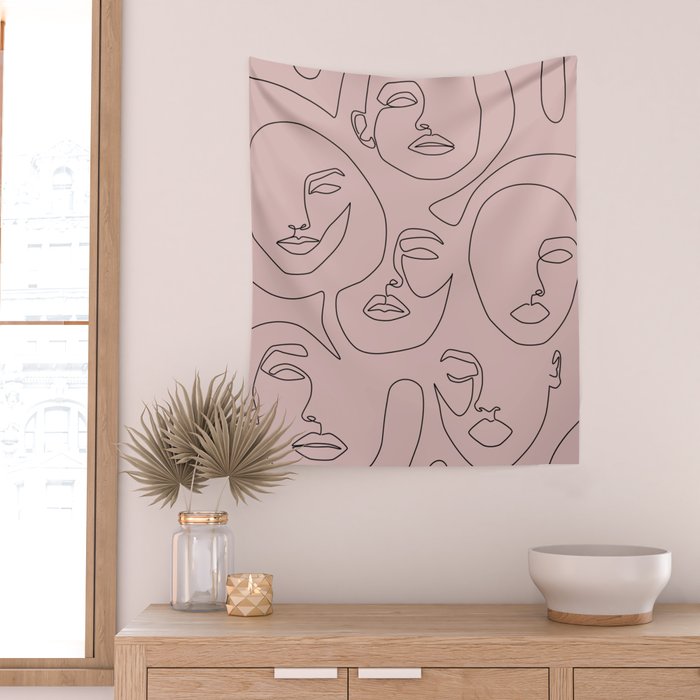 Blush Faces Wall Tapestry Gallery Image 2