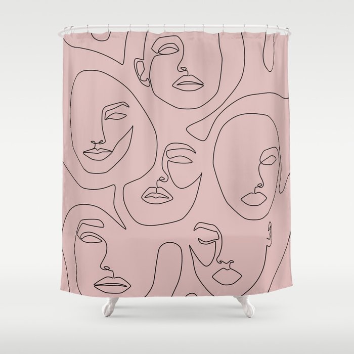 Blush Faces Shower Curtain Gallery Image 1