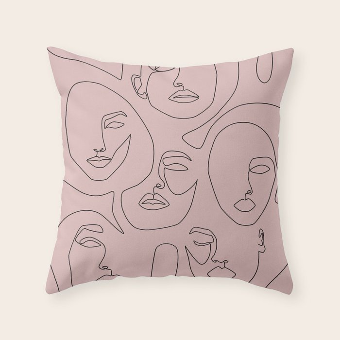 Blush Faces Throw Pillow Gallery Image 6