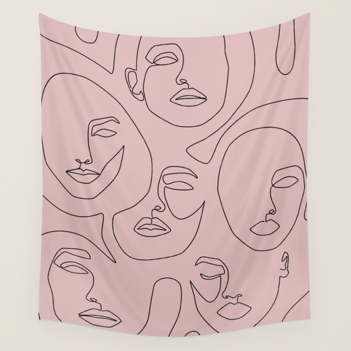 Blush Faces Wall Tapestry Gallery Image 4