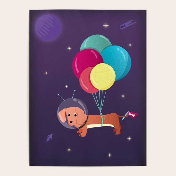 Galaxy Dog with balloons Poster Gallery Image 4