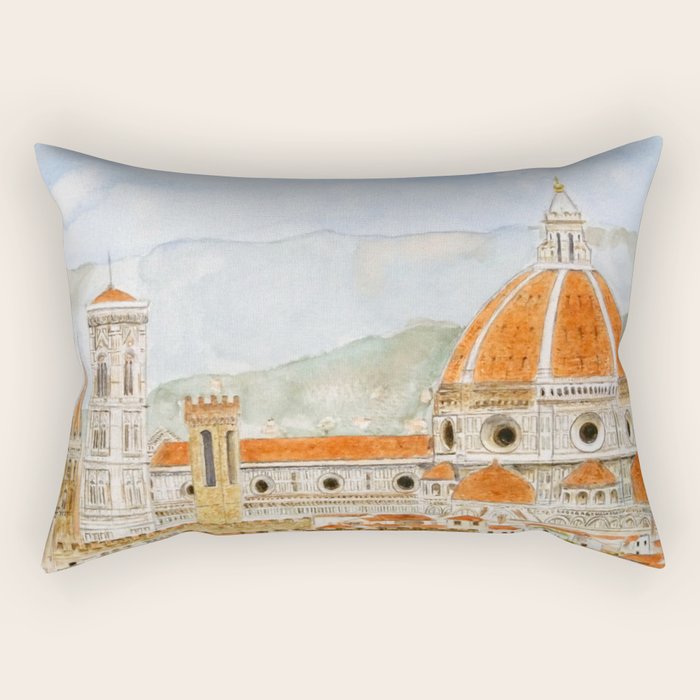 Italy Florence Cathedral Duomo watercolor painting Rectangular Pillow Gallery Image 1
