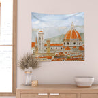 Italy Florence Cathedral Duomo watercolor painting Wall Tapestry Gallery Image 2