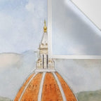 Italy Florence Cathedral Duomo watercolor painting Wall Tapestry Gallery Image 3