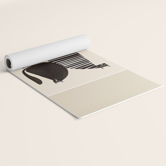 Minimalist Cats in Black and White Yoga Mat Gallery Image 2