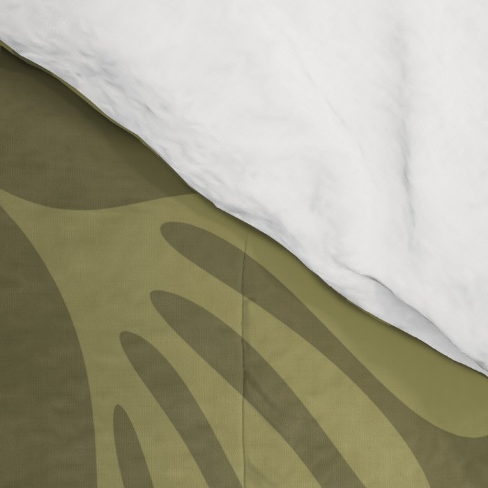 Olive Green Wispy Leaves Contemporary Abstract Pattern Comforter Gallery Image 4