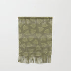 Olive Green Wispy Leaves Contemporary Abstract Pattern Wall Hanging Gallery Image 1