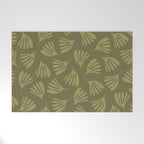 Olive Green Wispy Leaves Contemporary Abstract Pattern Welcome Mat Gallery Image 1