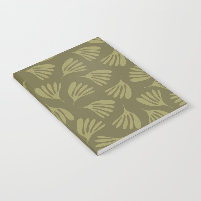 Olive Green Wispy Leaves Contemporary Abstract Pattern Notebook Gallery Image 2