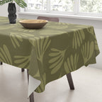 Olive Green Wispy Leaves Contemporary Abstract Pattern Tablecloth Gallery Image 3