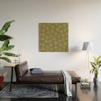 Olive Green Wispy Leaves Contemporary Abstract Pattern Wood Wall Art Gallery Image 2