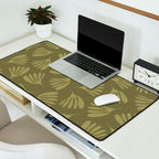 Olive Green Wispy Leaves Contemporary Abstract Pattern Desk Mat Gallery Image 2