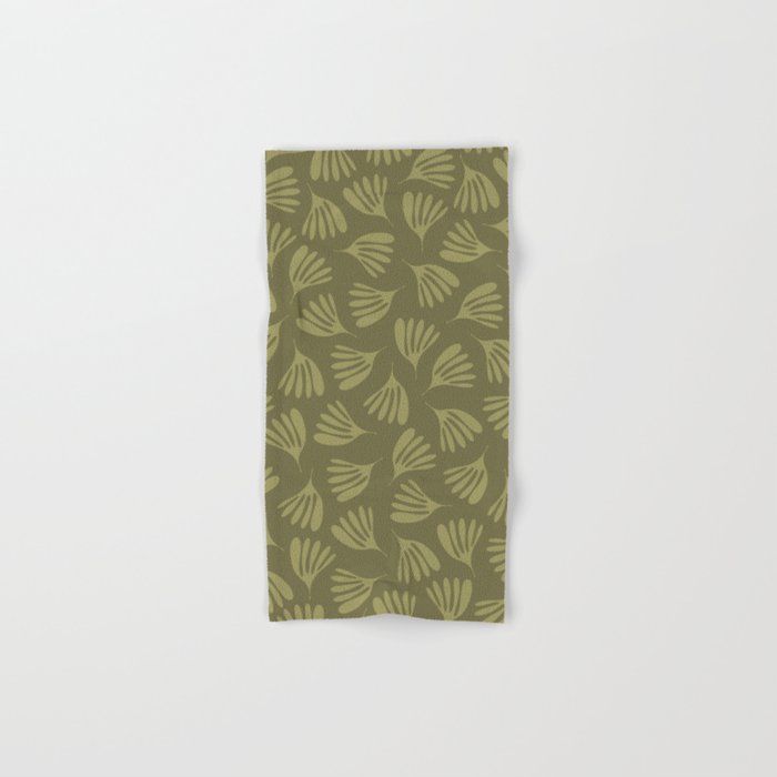 Olive Green Wispy Leaves Contemporary Abstract Pattern Bath Towel Gallery Image 1