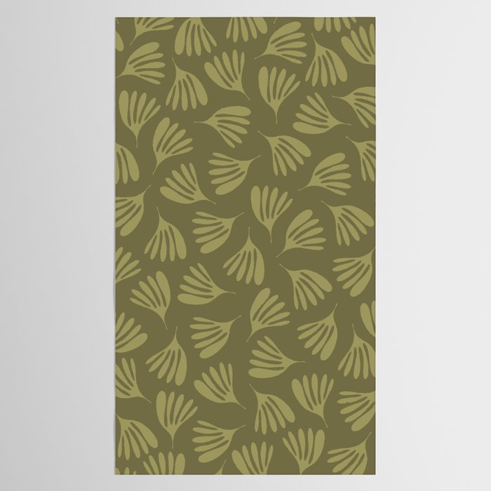 Olive Green Wispy Leaves Contemporary Abstract Pattern Tablecloth Gallery Image 2