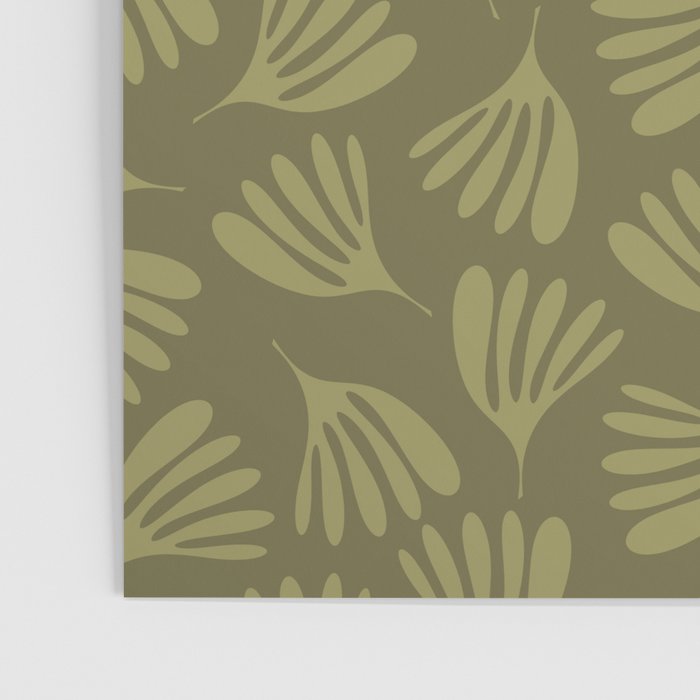 Olive Green Wispy Leaves Contemporary Abstract Pattern Poster Gallery Image 3
