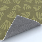 Olive Green Wispy Leaves Contemporary Abstract Pattern Rug Gallery Image 4