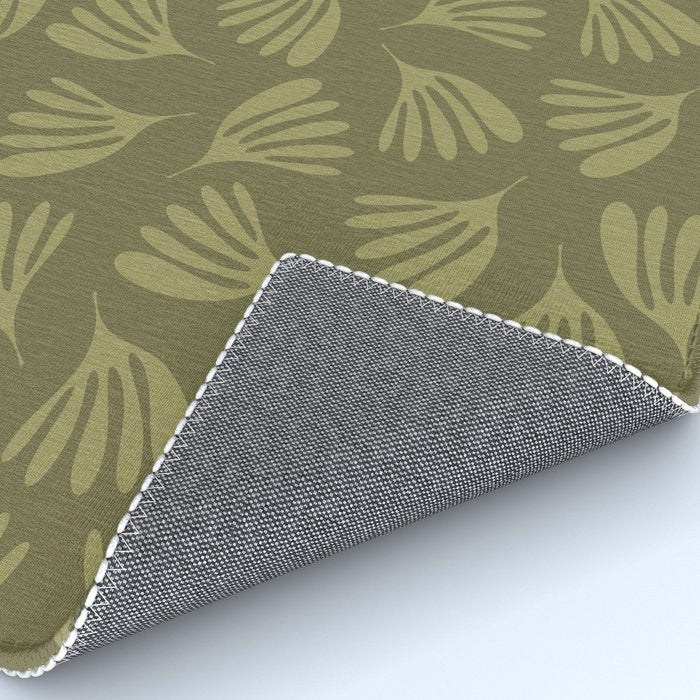 Olive Green Wispy Leaves Contemporary Abstract Pattern Rug Gallery Image 4