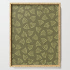 Olive Green Wispy Leaves Contemporary Abstract Pattern Serving Tray Gallery Image 1