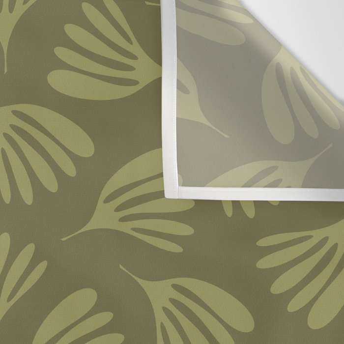 Olive Green Wispy Leaves Contemporary Abstract Pattern Wall Tapestry Gallery Image 3