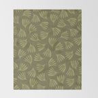 Olive Green Wispy Leaves Contemporary Abstract Pattern Throw Blanket Gallery Image 2