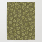 Olive Green Wispy Leaves Contemporary Abstract Pattern Poster Gallery Image 4
