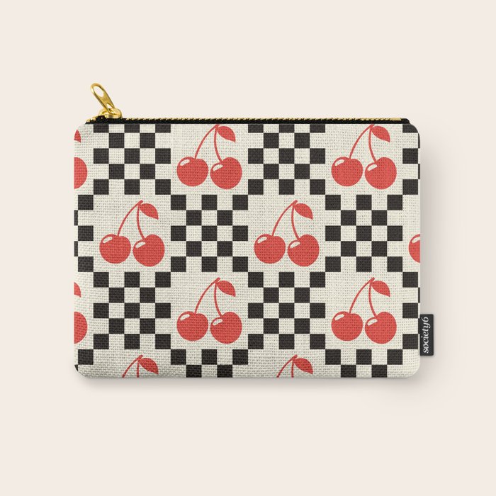 Red Cherries, Black & White Double Checker Carry All Pouch Gallery Image 1