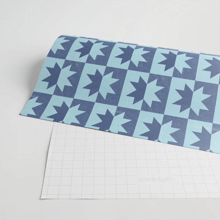 Holiday Contrast: Blue Bethlehem Star Delight Wrapping Paper Gallery Image 2