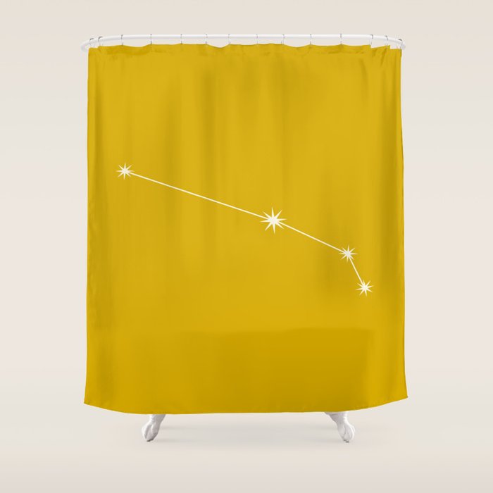 Aries Zodiac Star Constellation Line Art Golden Yellow Shower Curtain Gallery Image 1