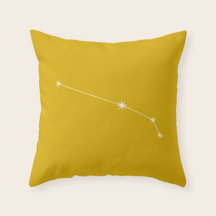 Aries Zodiac Star Constellation Line Art Golden Yellow Throw Pillow Gallery Image 1