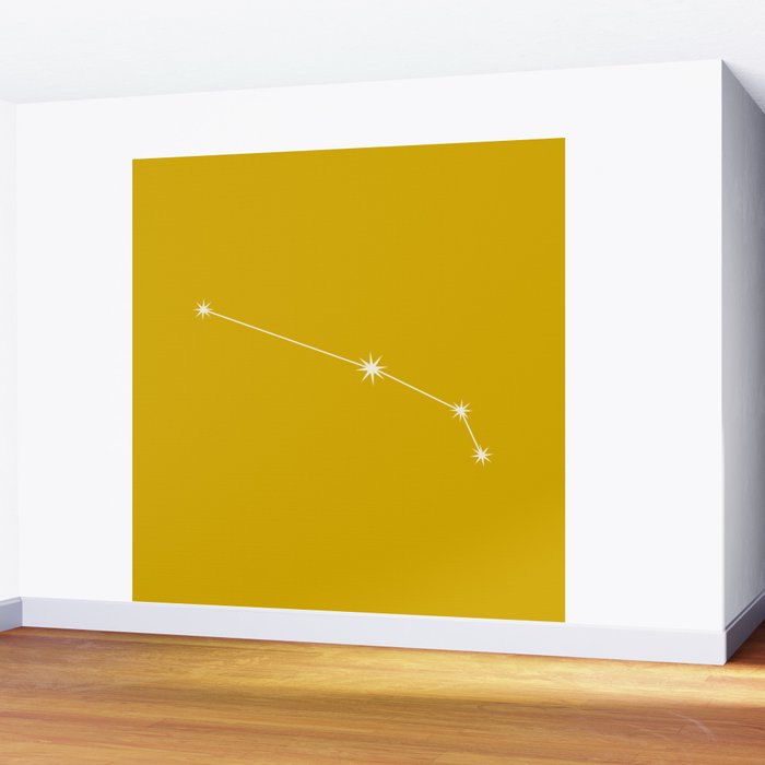 Aries Zodiac Star Constellation Line Art Golden Yellow Wall Mural Gallery Image 2