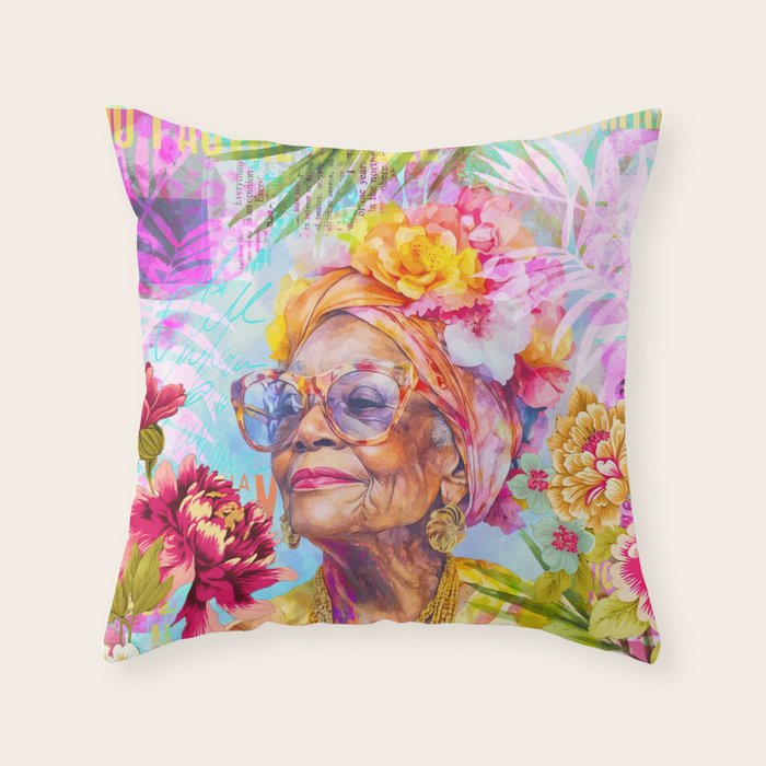 Pura Vida Ageless Fashionista Icon Throw Pillow Gallery Image 1