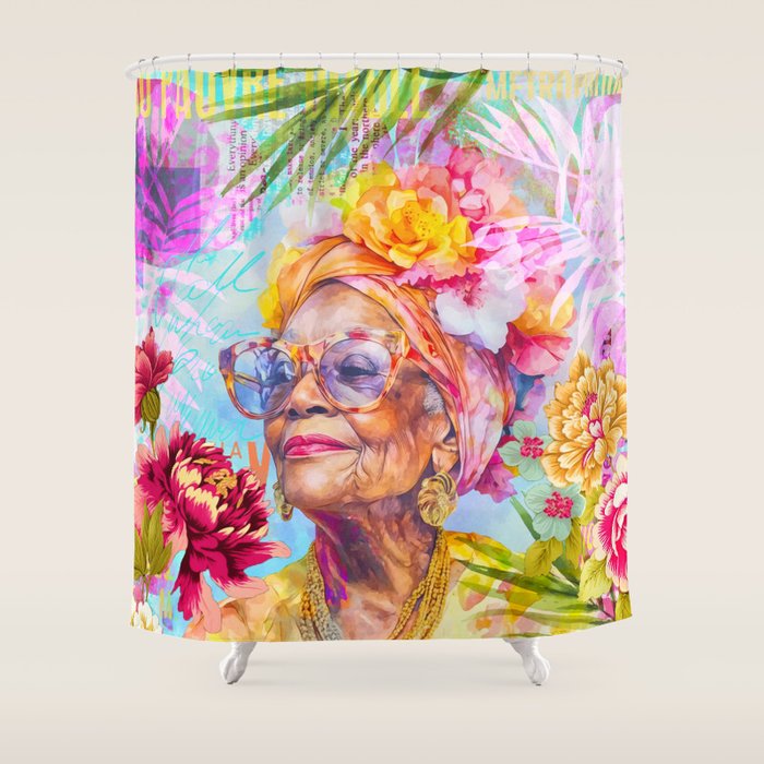 Pura Vida Ageless Fashionista Icon Shower Curtain Gallery Image 1