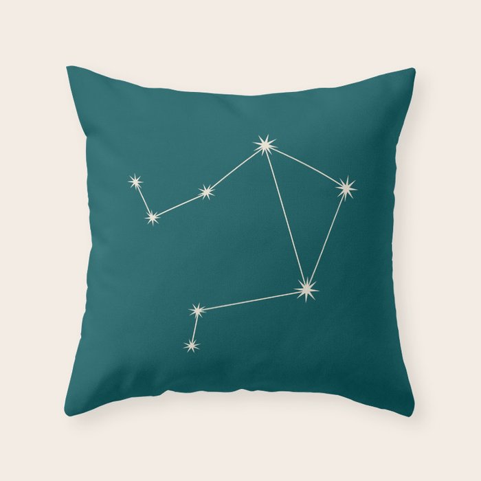 Libra Zodiac Star Constellation Line Art Deep Teal Throw Pillow Gallery Image 6