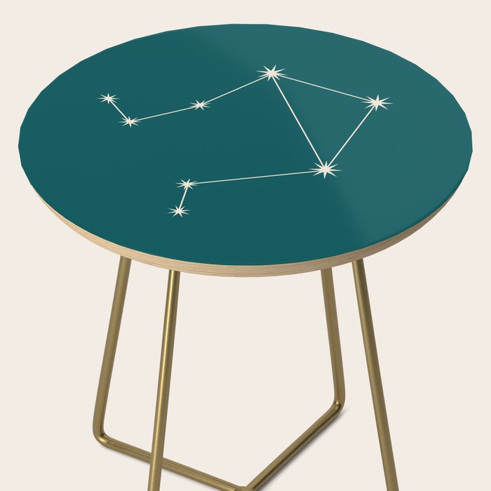 Libra Zodiac Star Constellation Line Art Deep Teal Side Table Gallery Image 2