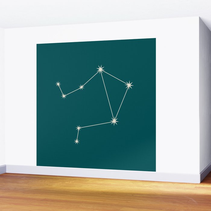 Libra Zodiac Star Constellation Line Art Deep Teal Wall Mural Gallery Image 2