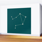 Libra Zodiac Star Constellation Line Art Deep Teal Wall Mural Gallery Image 2