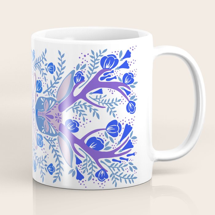 Floral Antlers - Blue Palette Coffee Mug Gallery Image 1