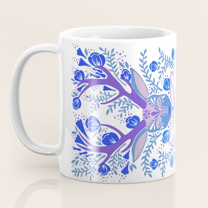 Floral Antlers - Blue Palette Coffee Mug Gallery Image 3
