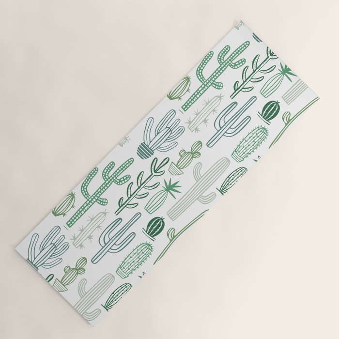 Cactus plant hand drawn doodle pattern Yoga Mat Gallery Image 1