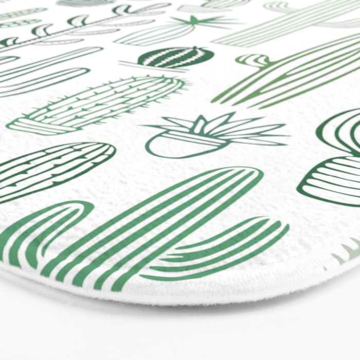 Cactus plant hand drawn doodle pattern Bath Mat Gallery Image 3