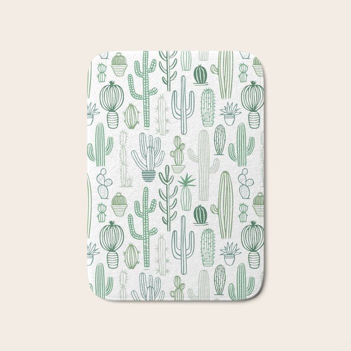 Cactus plant hand drawn doodle pattern Bath Mat Gallery Image 1