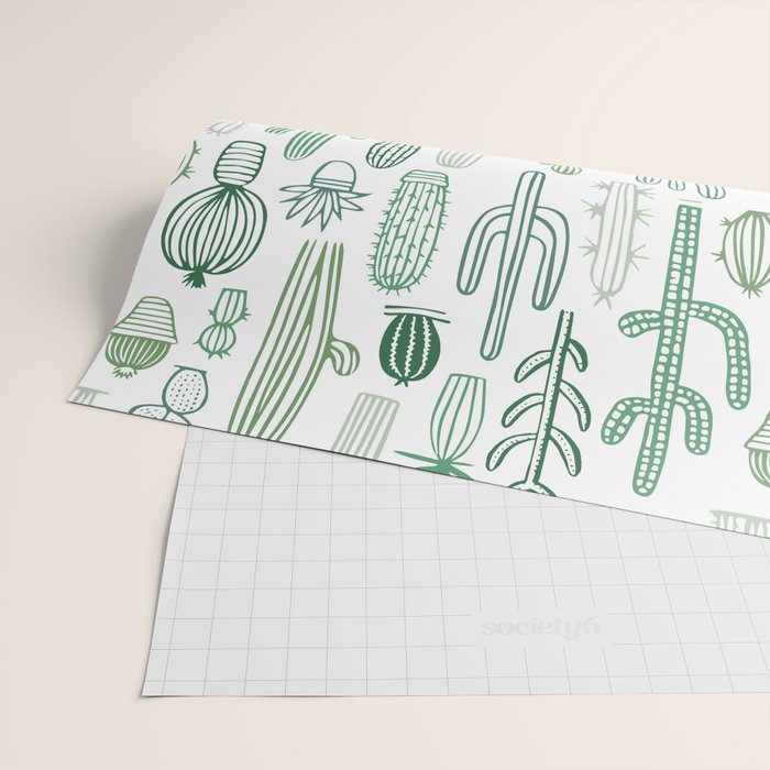 Cactus plant hand drawn doodle pattern Wrapping Paper Gallery Image 2