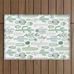 Cactus plant hand drawn doodle pattern Outdoor Rug Gallery Image 1